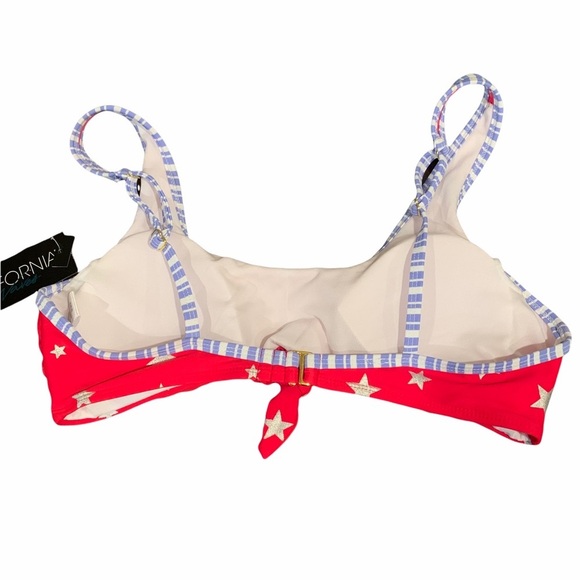 S M or L NWT California Waves USA Flag Stars Bikini Top Americana Keyhole Front - Picture 3 of 4